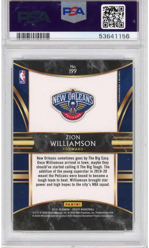 Graded 2019-20 Panini Select Zion Williamson #199 Rookie RC Basketball Card PSA 10 Gem Mint