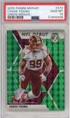 Graded 2020 Panini Mosaic Chase Young #272 Green Rookie RC Football Card PSA 10 Gem Mint