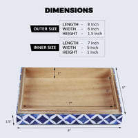 Decorative Storage Box Star Pattern Bone & Resin Inlay - Blue, 7 Sizes