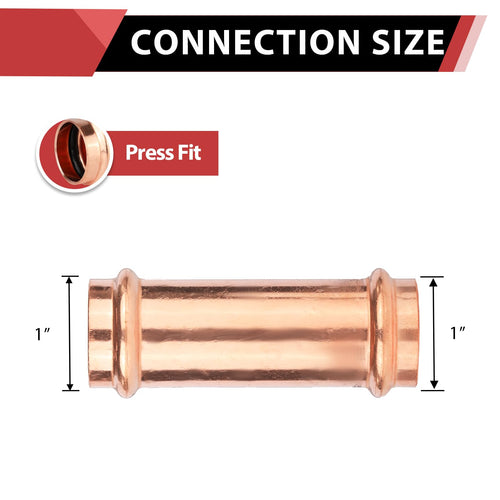 30 Pcs 1" Press Copper Extended Coupling (Lead Free)