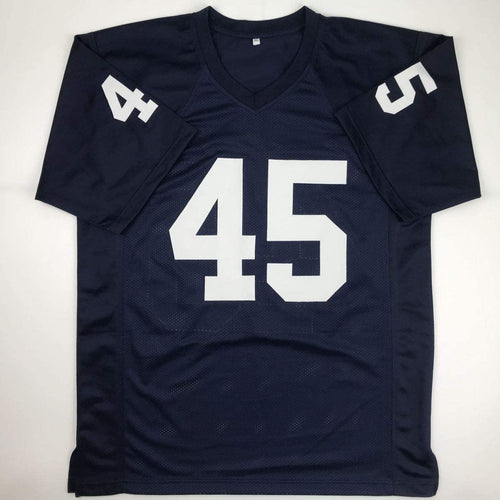 Autographed/Signed Rudy Ruettiger Notre Dame Blue Rudy College Football Jersey JSA COA
