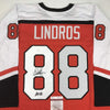 Autographed/Signed Eric Lindros HOF 16 Philadelphia Orange Hockey Jersey JSA COA