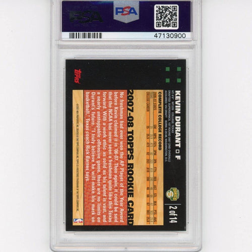 Graded 2007-08 Topps Kevin Durant #2 White Border Rookie RC Basketball Card PSA 9 Mint