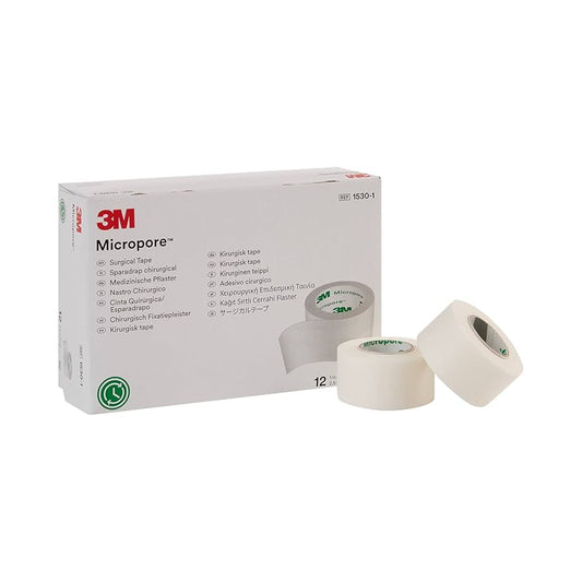 Microporous Paper Surgical Tape, 1 Inch, Box of 12 Rolls