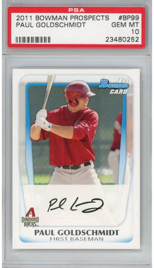 Graded 2011 Bowman Prospects Paul Goldschmidt #BP99 Rookie RC Baseball Card PSA 10 Gem Mint