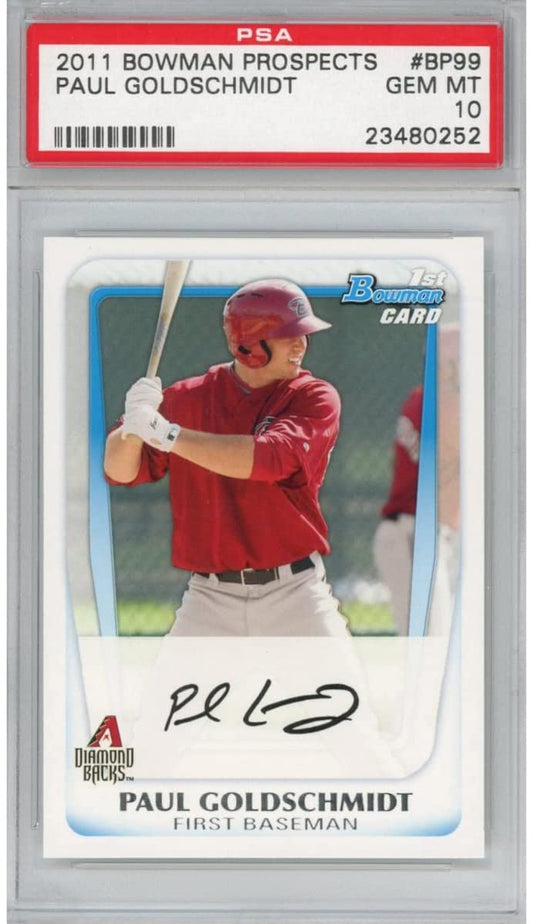 Graded 2011 Bowman Prospects Paul Goldschmidt #BP99 Rookie RC Baseball Card PSA 10 Gem Mint