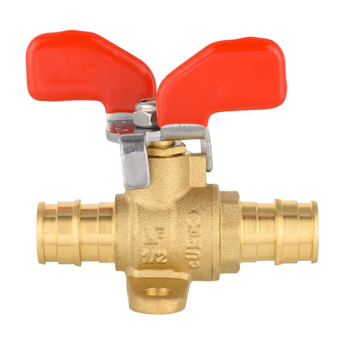 10 Pcs 1/2" PEX-A Expansion Butterfly Valve W/Drop Ear, Red (Lead Free)