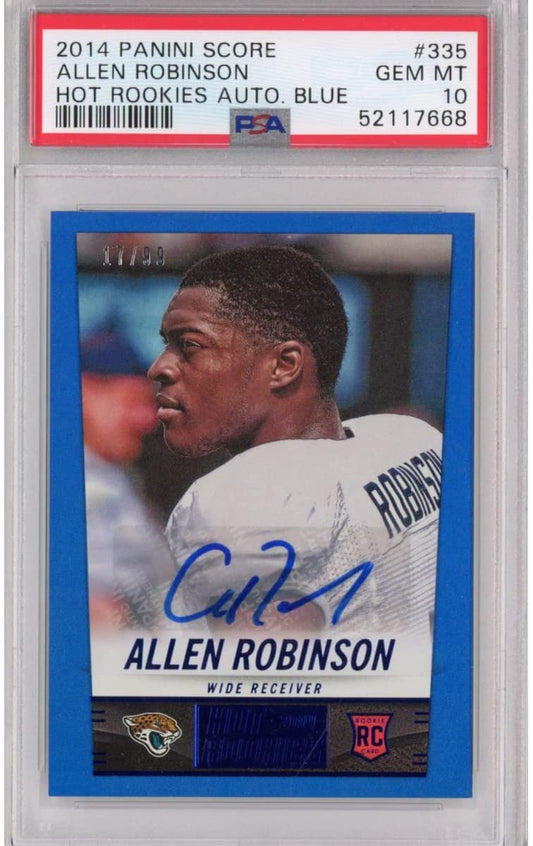 Graded 2014 Panini Score Allen Robinson #335 Blue #/99 Hot Rookies RC Auto Football Card PSA 10 Gem Mint