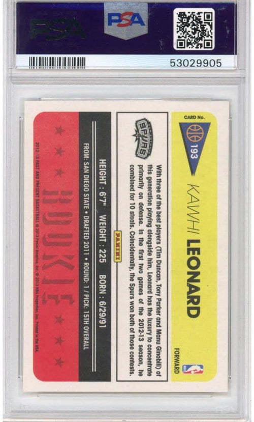 Graded 2012-13 Panini Past & Present Kawhi Leonard #193 Rookie RC Basketball Card PSA 10 Gem Mint