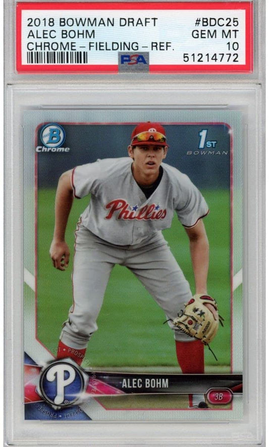 Graded 2018 Bowman Draft Chrome Alec Bohm Refractor #BDC25 Rookie RC Baseball Card PSA 10 Gem Mint