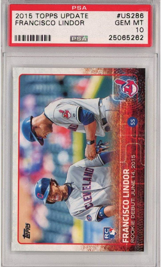 Graded 2015 Topps Update Francisco Lindor #US286 Rookie RC Baseball Card PSA 10 Gem Mint