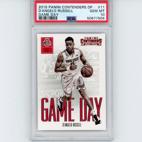 Graded 2015-16 Panini Contenders DP Draft Picks D'Angelo Russell #11 Game Day Rookie RC Basketball Card PSA 10 Gem Mint