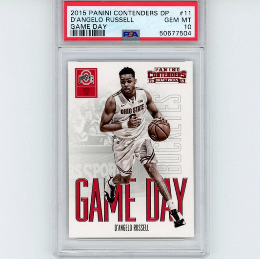 Graded 2015-16 Panini Contenders DP Draft Picks D'Angelo Russell #11 Game Day Rookie RC Basketball Card PSA 10 Gem Mint