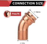 1" 45° Press Copper Street Elbow (Lead Free)