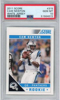 Graded 2011 Score Cam Newton #315 White Jersey Rookie RC Football Card PSA 10 Gem Mint