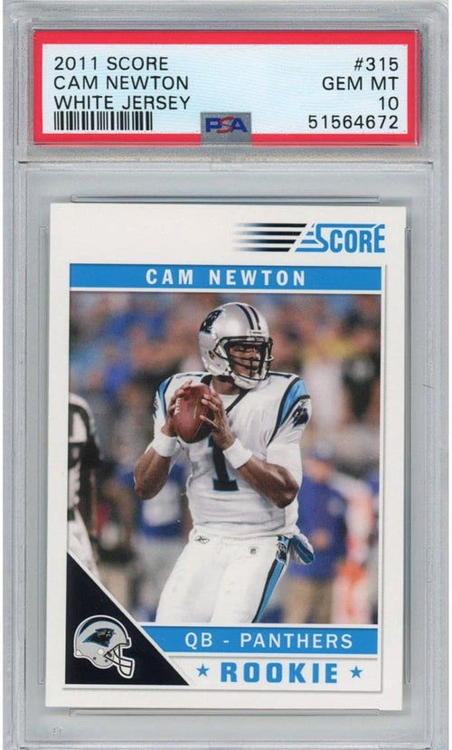 Graded 2011 Score Cam Newton #315 White Jersey Rookie RC Football Card PSA 10 Gem Mint