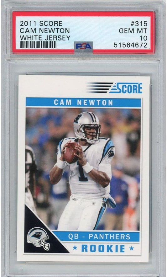 Graded 2011 Score Cam Newton #315 White Jersey Rookie RC Football Card PSA 10 Gem Mint
