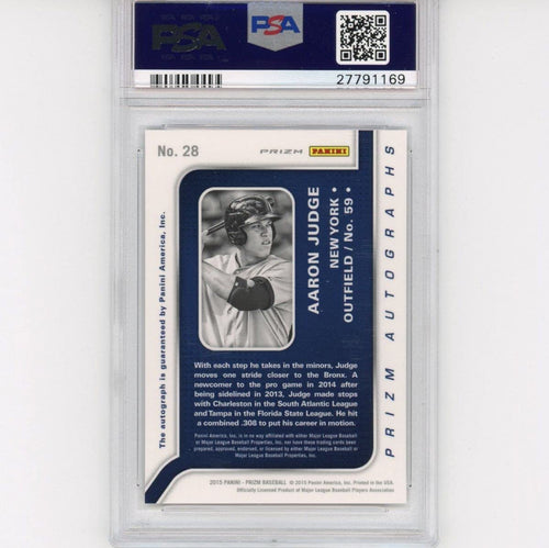 Graded 2015 Panini Prizm Aaron Judge #28 Autograph Auto Rookie RC Baseball Card PSA 10 Gem Mint