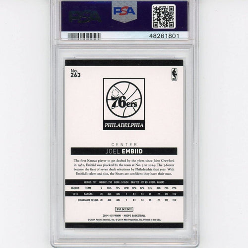 Graded 2014-15 Panini Hoops Joel Embiid #263 Rookie RC Basketball Card PSA 9 Mint