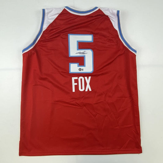 Autographed/Signed De'Aaron Fox Sacramento Red City Edition Basketball Jersey Beckett BAS COA