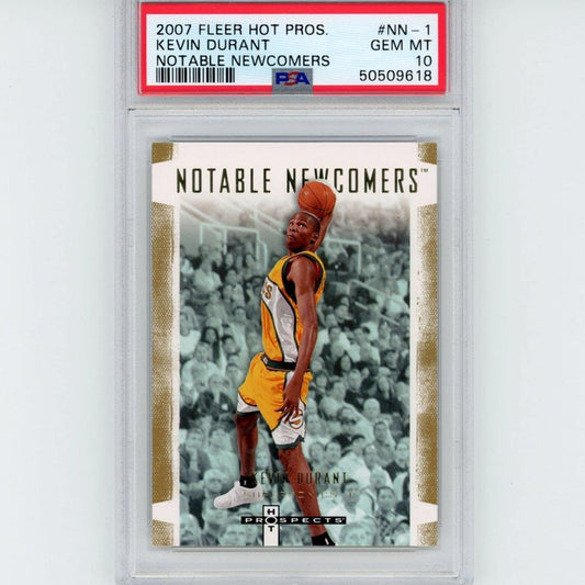 Graded 2007-08 Fleer Hot Prospects Kevin Durant #NN-1 Rookie RC Notable Newcomers Basketball Card PSA 10 Gem Mint