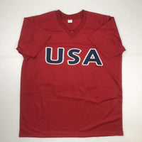 Autographed/Signed Alex Morgan Red Soccer Team USA World Cup Jersey JSA COA