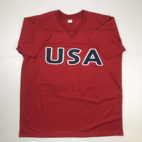 Autographed/Signed Alex Morgan Red Soccer Team USA World Cup Jersey JSA COA