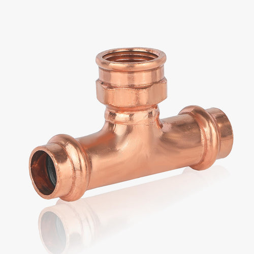 30 Pcs 1" x 1" x 1/2" Press x Press x Female Thread Copper Tee (Lead Free)