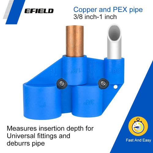 Full Size 3/8" -1" Deburring Pipe and Depth Gauge Tool for Copper, CPVC, Pex, PE-RT, HDPE Pipe