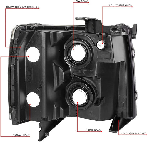 DNA Motoring HL-OH-034-CH-AM Headlight Assembly (Driver and Passenger Side)