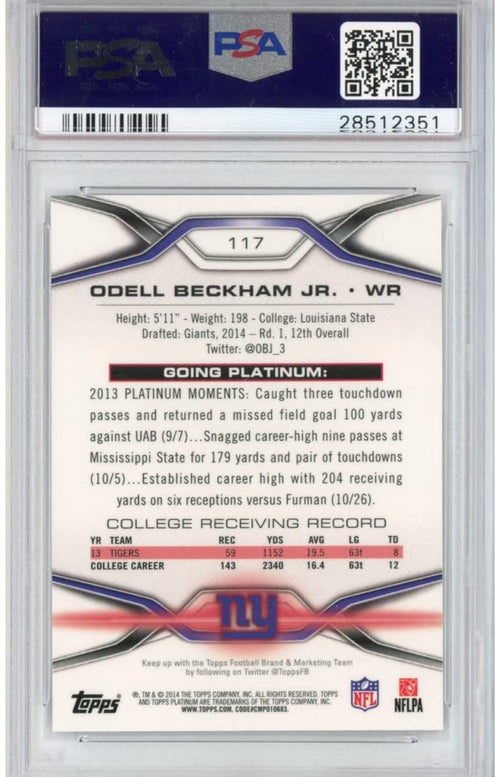 Graded 2014 Topps Platinum Odell Beckham Jr. #117 Xfractor Rookie RC Football Card PSA 10 Gem Mint