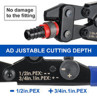 1/2" & 3/4" Pex Crimping Tool with Copper Ring Decrimper, Cutter Plumbingsell