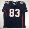 Autographed/Signed Deion Branch Super Bowl XXXIX MVP New England Blue Football Jersey Tristar COA