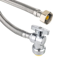 18" 1/2" Push x 1/2" FIP Faucet Hose Connector,1/4-Turn, Angle
