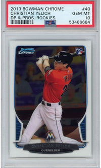 Graded 2013 Bowman Chrome Draft Picks & Prospects Christian Yelich #40 Rookie RC Baseball Card PSA 10 Gem Mint