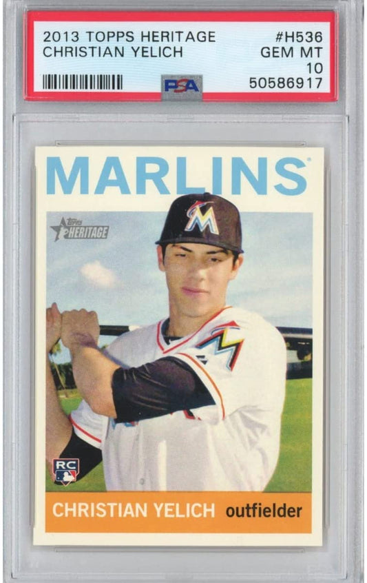 Graded 2013 Topps Heritage Christian Yelich #H536 Rookie RC Baseball Card PSA 10 Gem Mint