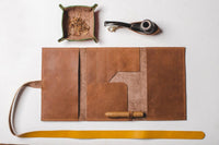 Luxurious Leather Tobacco Smoking Pipe Pouch Bag Organizer Case with Rolling pad.