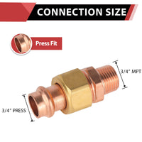 30 Pcs 3/4" Press Copper Union x Male (Lead Free)