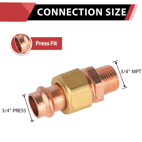 30 Pcs 3/4" Press Copper Union x Male (Lead Free)