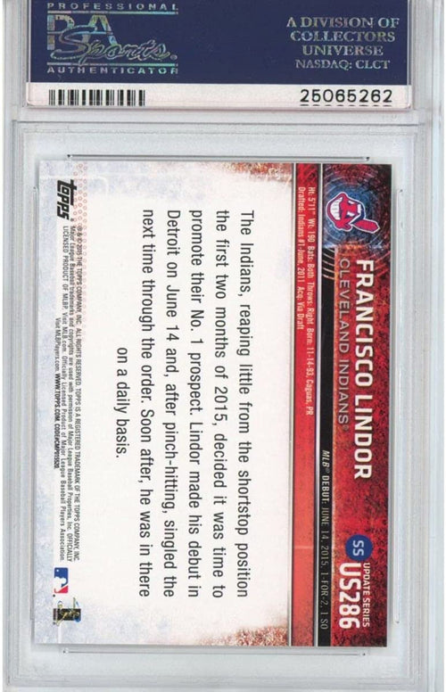 Graded 2015 Topps Update Francisco Lindor #US286 Rookie RC Baseball Card PSA 10 Gem Mint