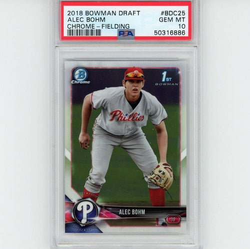 Graded 2018 Bowman Draft Alec Bohm #BDC25 Chrome Fielding Rookie RC Baseball Card PSA 10 Gem Mint
