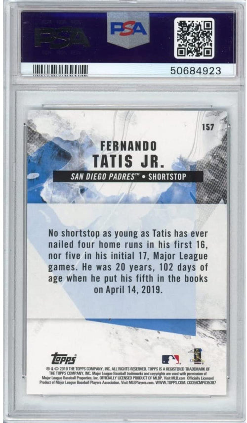 Graded 2019 Topps Fire Fernando Tatis Jr. #157 Rookie RC Baseball Card PSA 10 Gem Mint