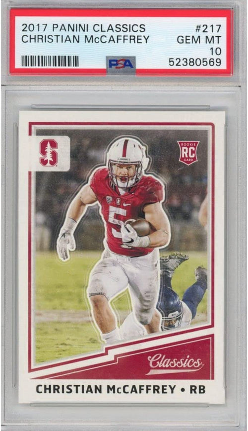 Graded 2017 Panini Classics Christian McCaffrey #217 Rookie RC Football Card PSA 10 Gem Mint