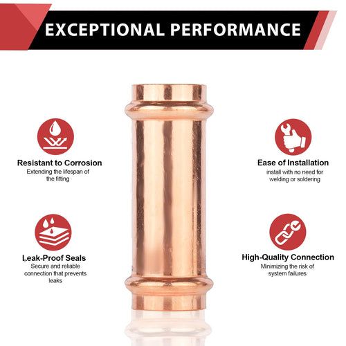 1" Press Copper Extended Coupling (Lead Free)