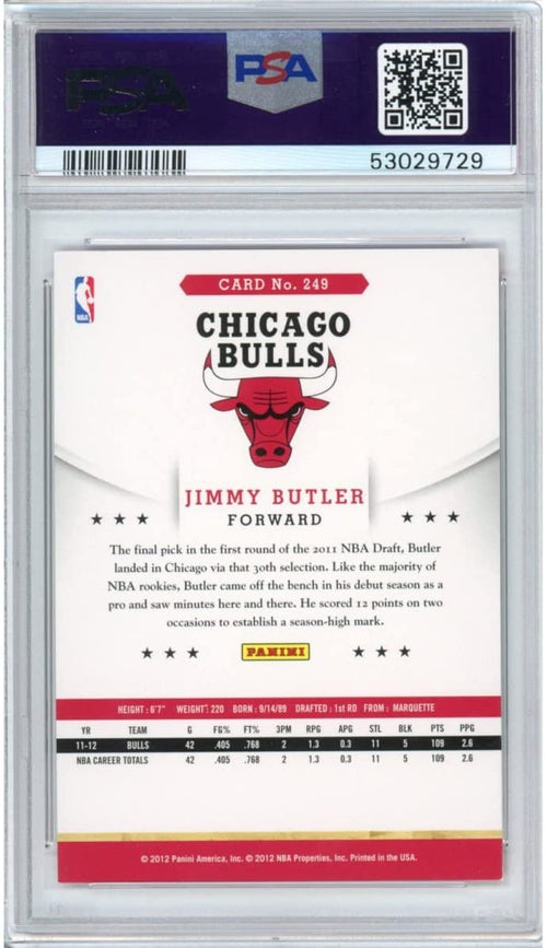 Graded 2012-13 Panini Hoops Jimmy Butler #249 Rookie RC Basketball Card PSA 10 Gem Mint