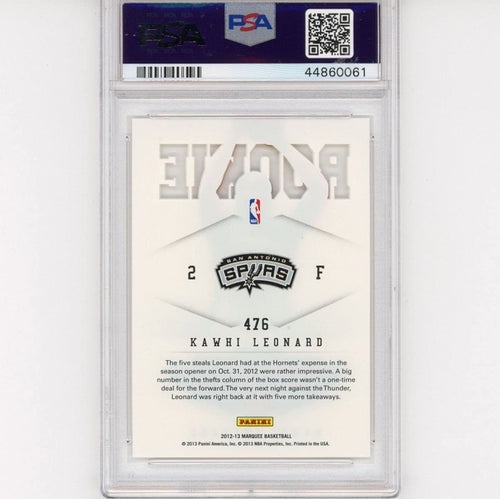 Graded 2012-13 Panini Marquee Kawhi Leonard #476 Rookie RC Basketball Card PSA 10 Gem Mint
