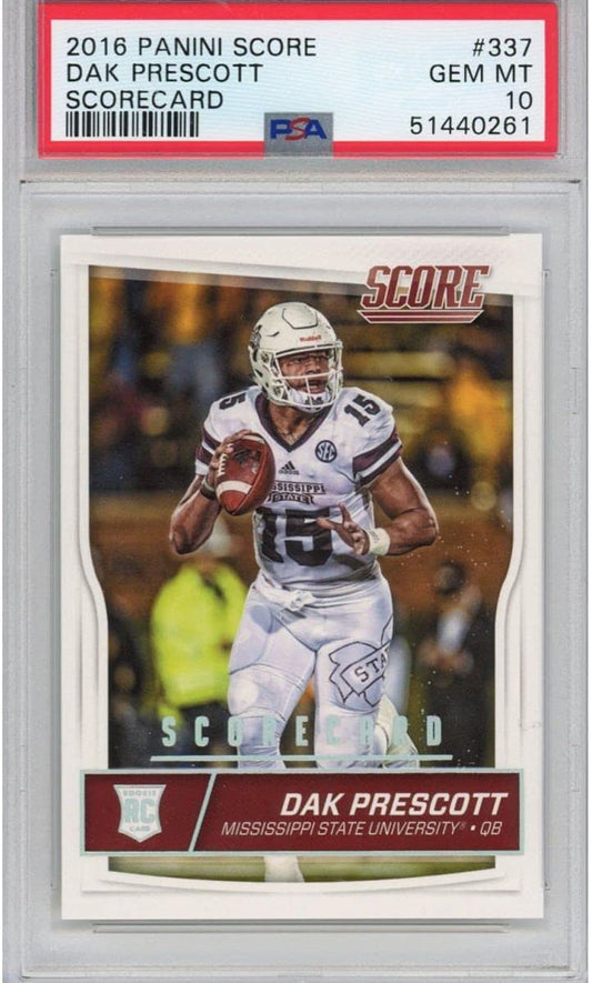 Graded 2016 Panini Score Dak Prescott #337 Scorecard Variation Rookie RC Football Card PSA 10 Gem Mint