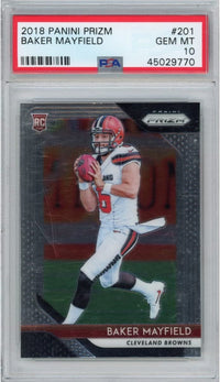 Graded 2018 Panini Prizm Baker Mayfield #201 Rookie RC Football Card PSA 10 Gem Mint