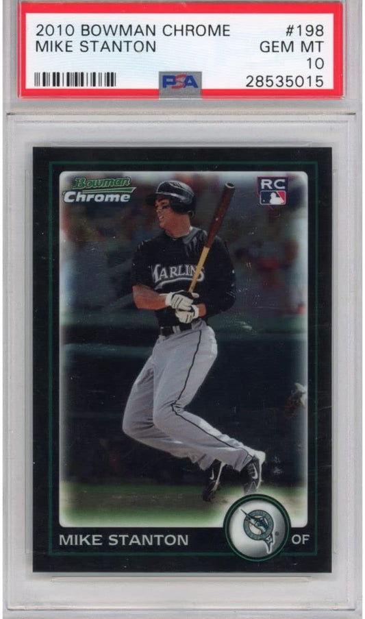Graded 2010 Bowman Chrome Mike Giancarlo Stanton #198 Rookie RC Baseball Card PSA 10 Gem Mint
