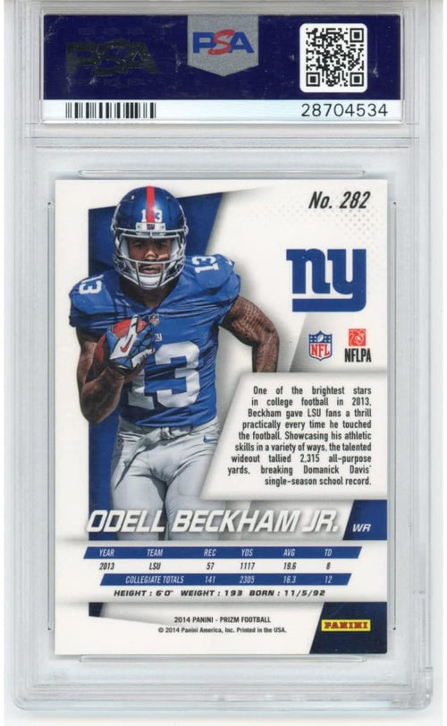 Graded 2014 Panini Prizm Odell Beckham Jr. #282 Rookie RC Football Card PSA 10 Gem Mint